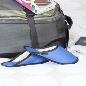 Pantoufle mouton et microfibre bleu pour femme de style mule pour le voyage